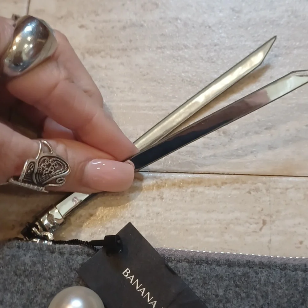 New Banana Republic Gray Wool/Flannel Oversized Clutch